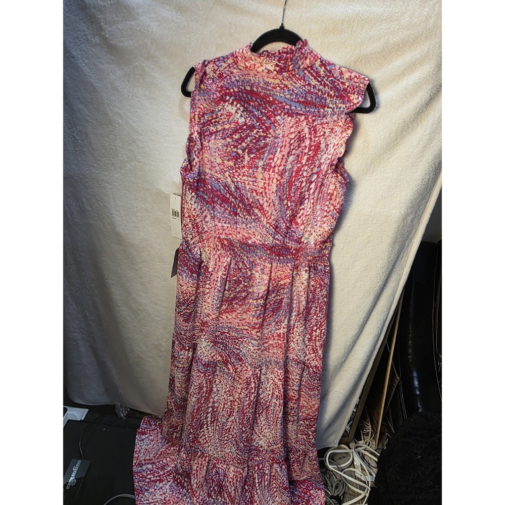 NWT London Times Pink Floral Smocked Waist Maxi Crinkled Garden Wedding A Line12 - Picture 7 of 10